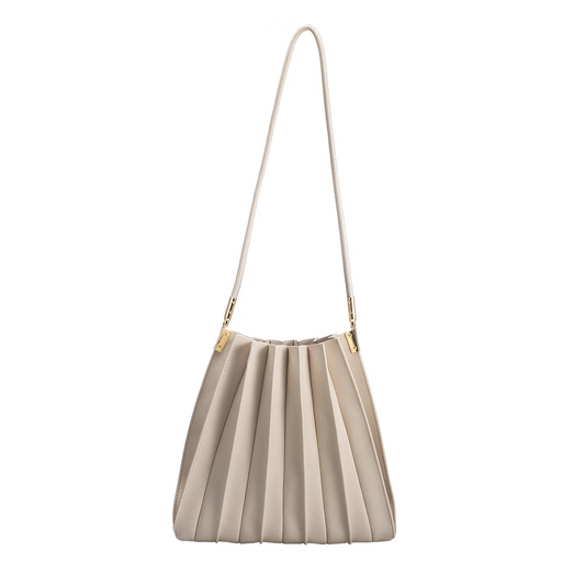 Bone Carrie Medium Vegan Leather Pleated Shoulder Bag - Melie Bianco