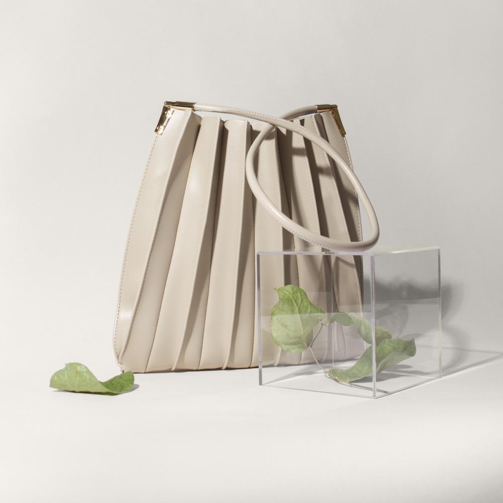 Bone Carrie Medium Vegan Leather Pleated Shoulder Bag - Melie Bianco