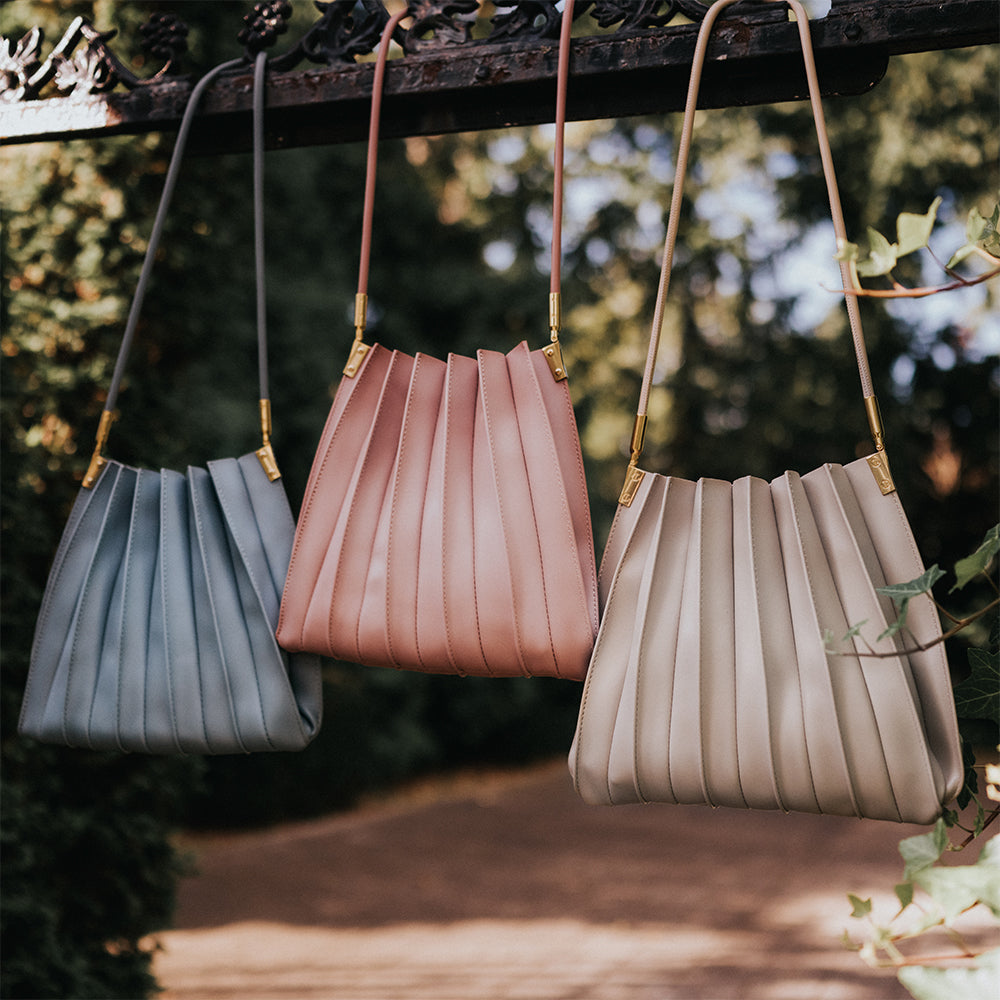 Bone Carrie Medium Vegan Leather Pleated Shoulder Bag - Melie Bianco