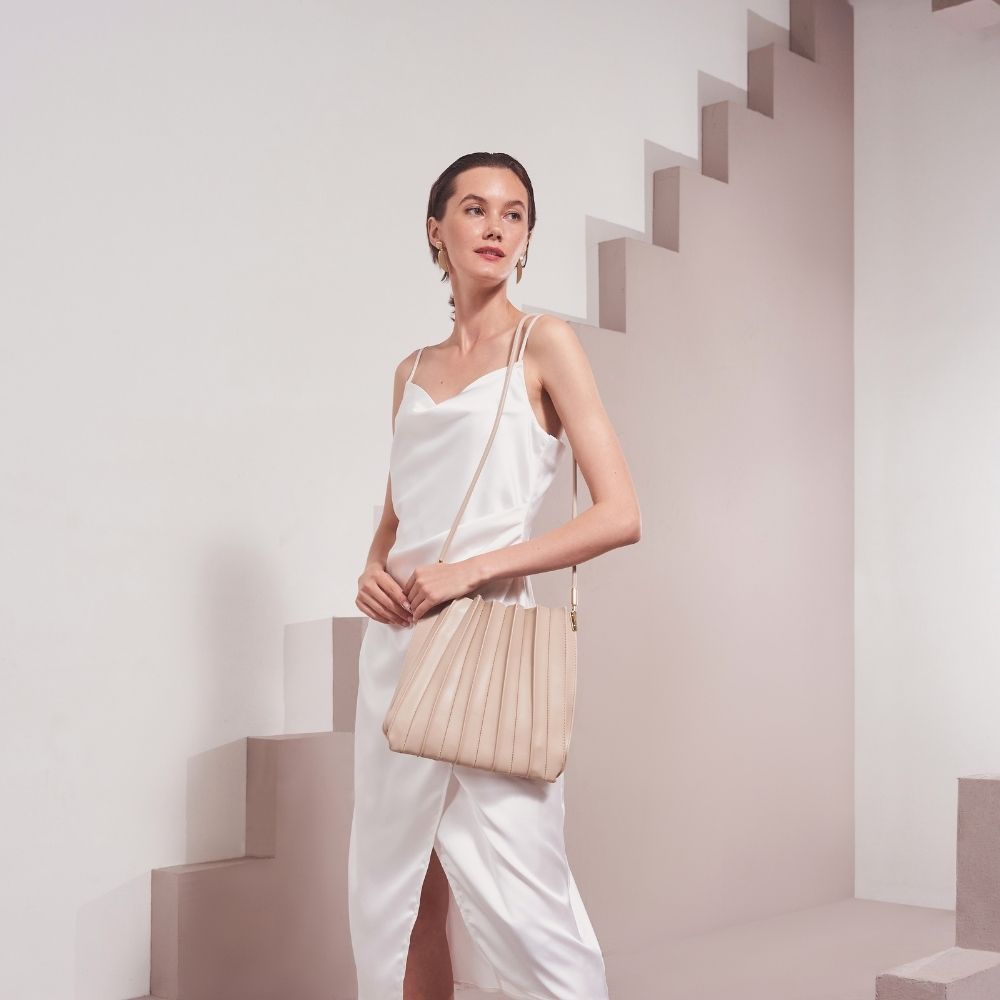 Bone Carrie Medium Vegan Leather Pleated Shoulder Bag - Melie Bianco