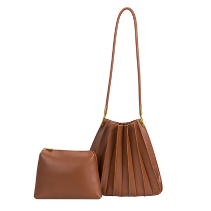 Saddle Carrie Medium Vegan Leather Pleated Shoulder Bag - Melie Bianco