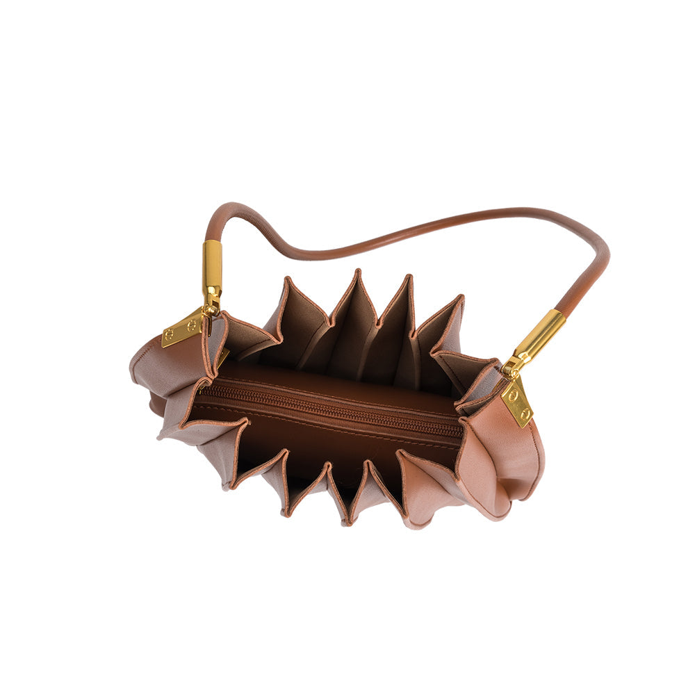 Saddle Carrie Medium Vegan Leather Pleated Shoulder Bag - Melie Bianco