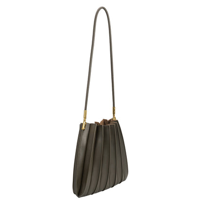 Olive Carrie Medium Vegan Leather Pleated Shoulder Bag - Melie Bianco