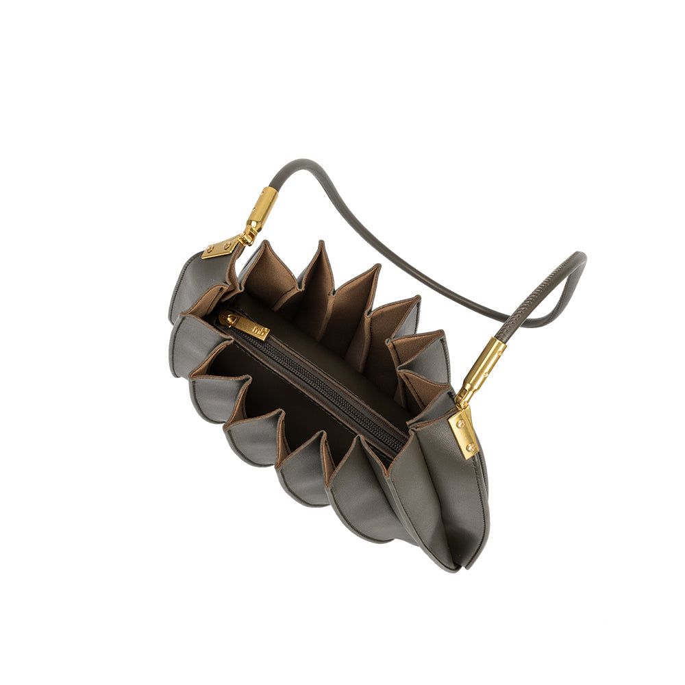 Olive Carrie Medium Vegan Leather Pleated Shoulder Bag - Melie Bianco