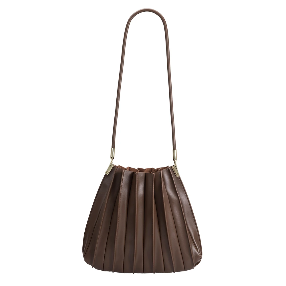 Chocolate Carrie Medium Vegan Leather Shoulder Bag - Melie Bianco