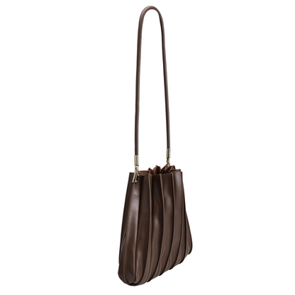 Chocolate Carrie Medium Vegan Leather Shoulder Bag - Melie Bianco