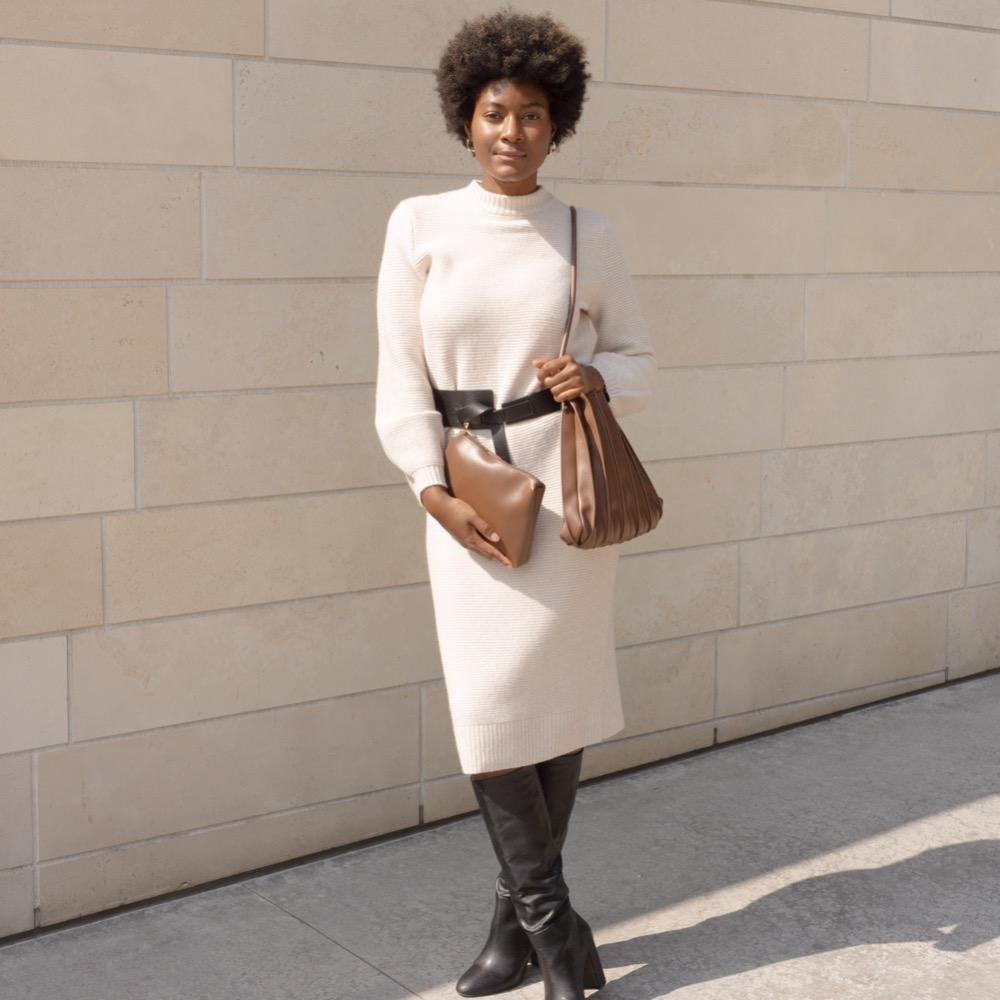 Chocolate Carrie Medium Vegan Leather Shoulder Bag - Melie Bianco