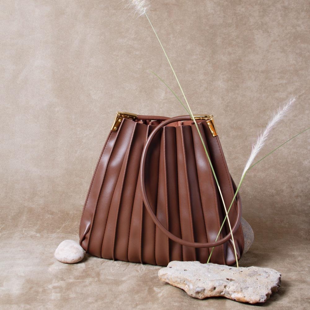 Chocolate Carrie Medium Vegan Leather Shoulder Bag - Melie Bianco