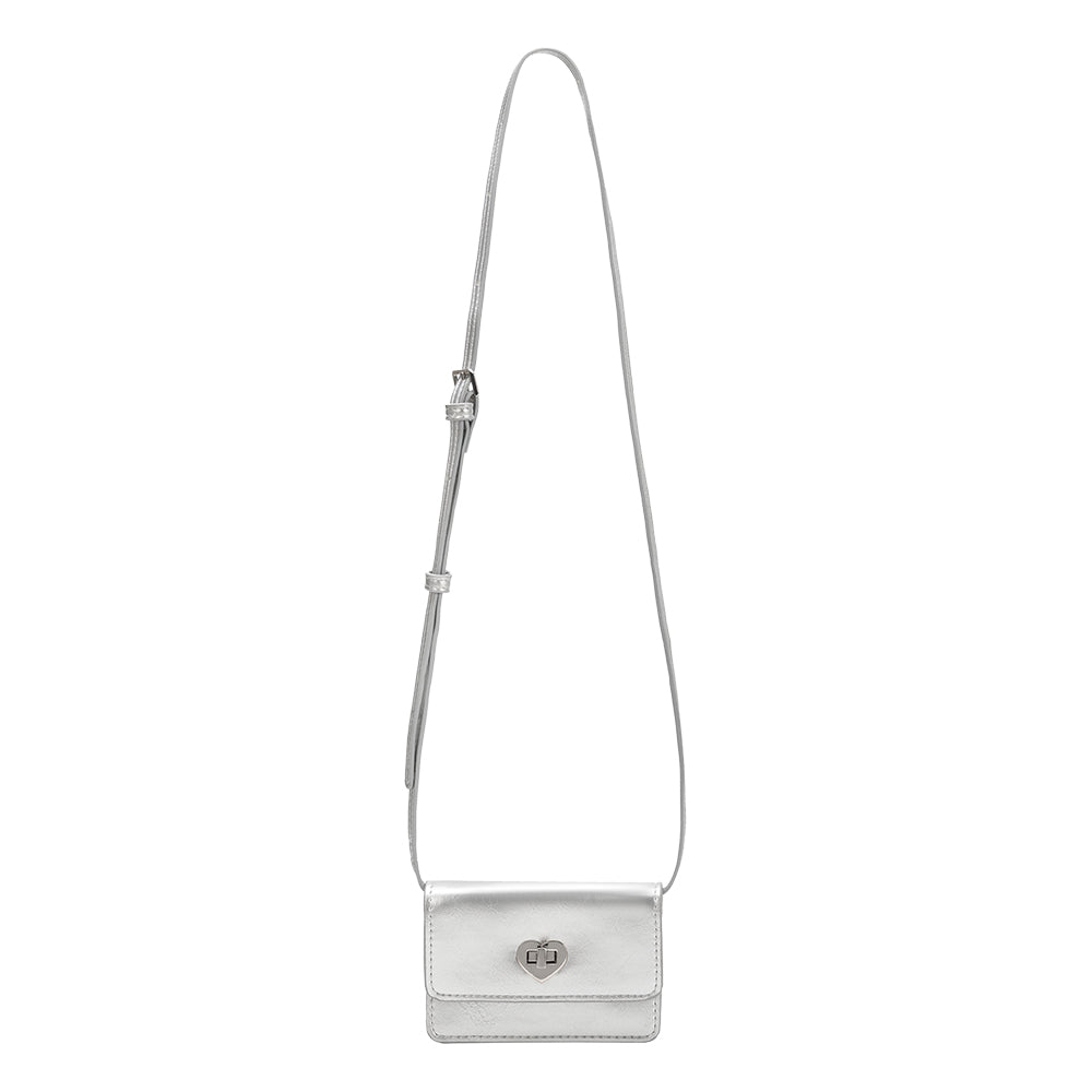 Silver Hart Small Vegan Leather Card Holder - Melie Bianco
