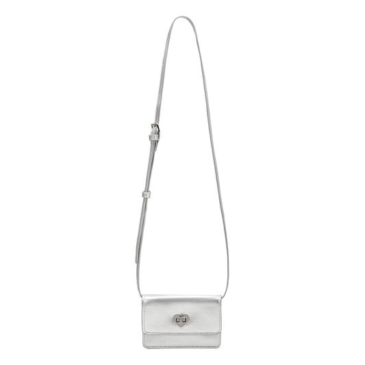 Silver Hart Small Vegan Leather Card Holder - Melie Bianco