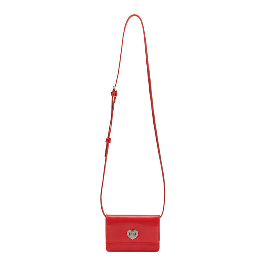 Red Hart Small Vegan Leather Card Holder - Melie Bianco