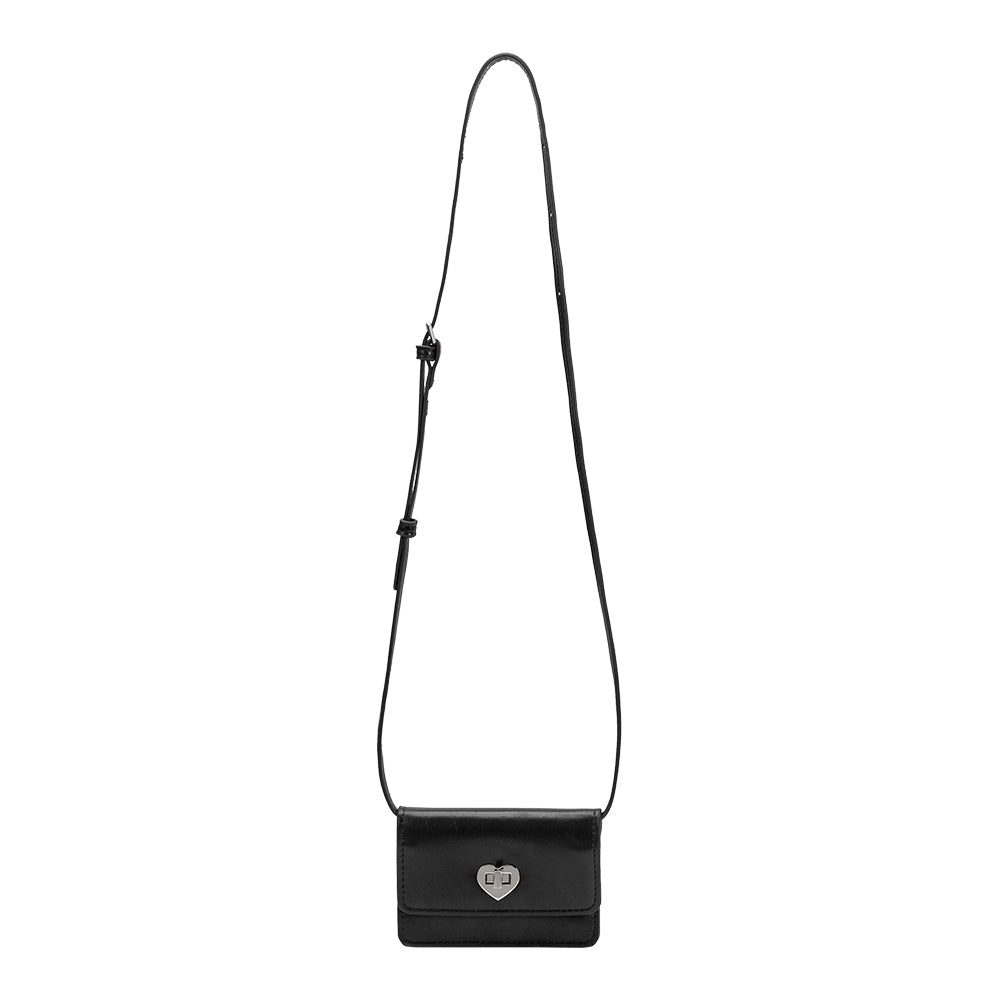 Black Hart Small Vegan Leather Card Holder - Melie Bianco