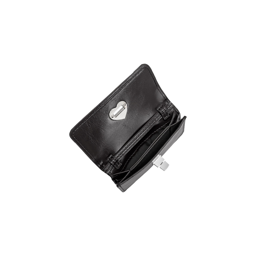 Black Hart Small Vegan Leather Card Holder - Melie Bianco