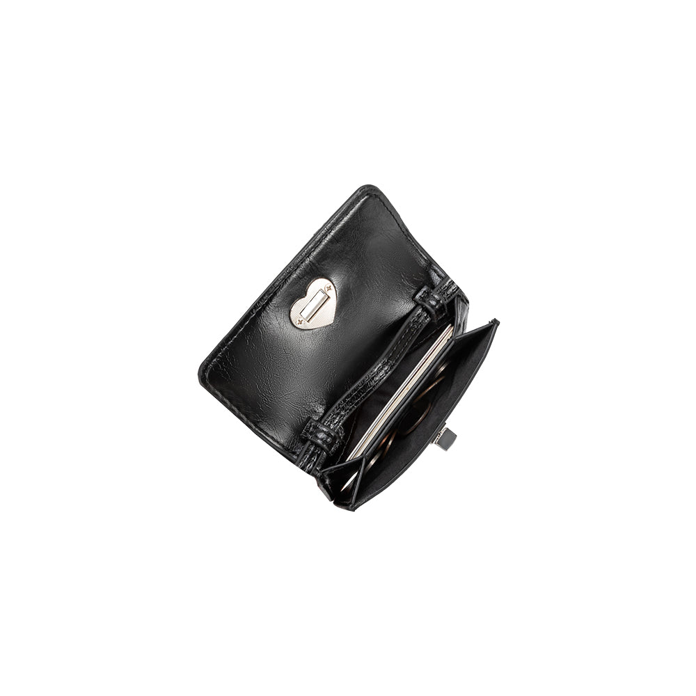 Black Hart Small Vegan Leather Card Holder - Melie Bianco