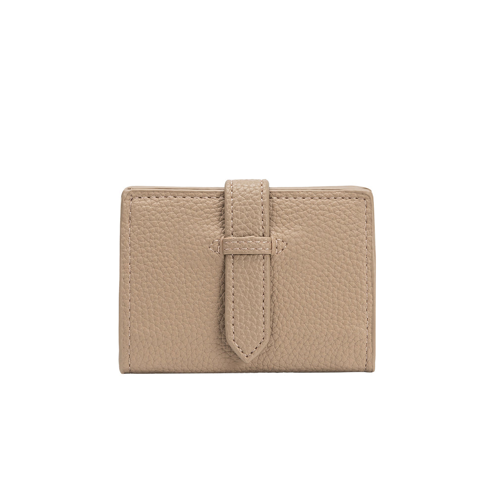 Taupe Pria Small Vegan Leather Wallet - Melie Bianco