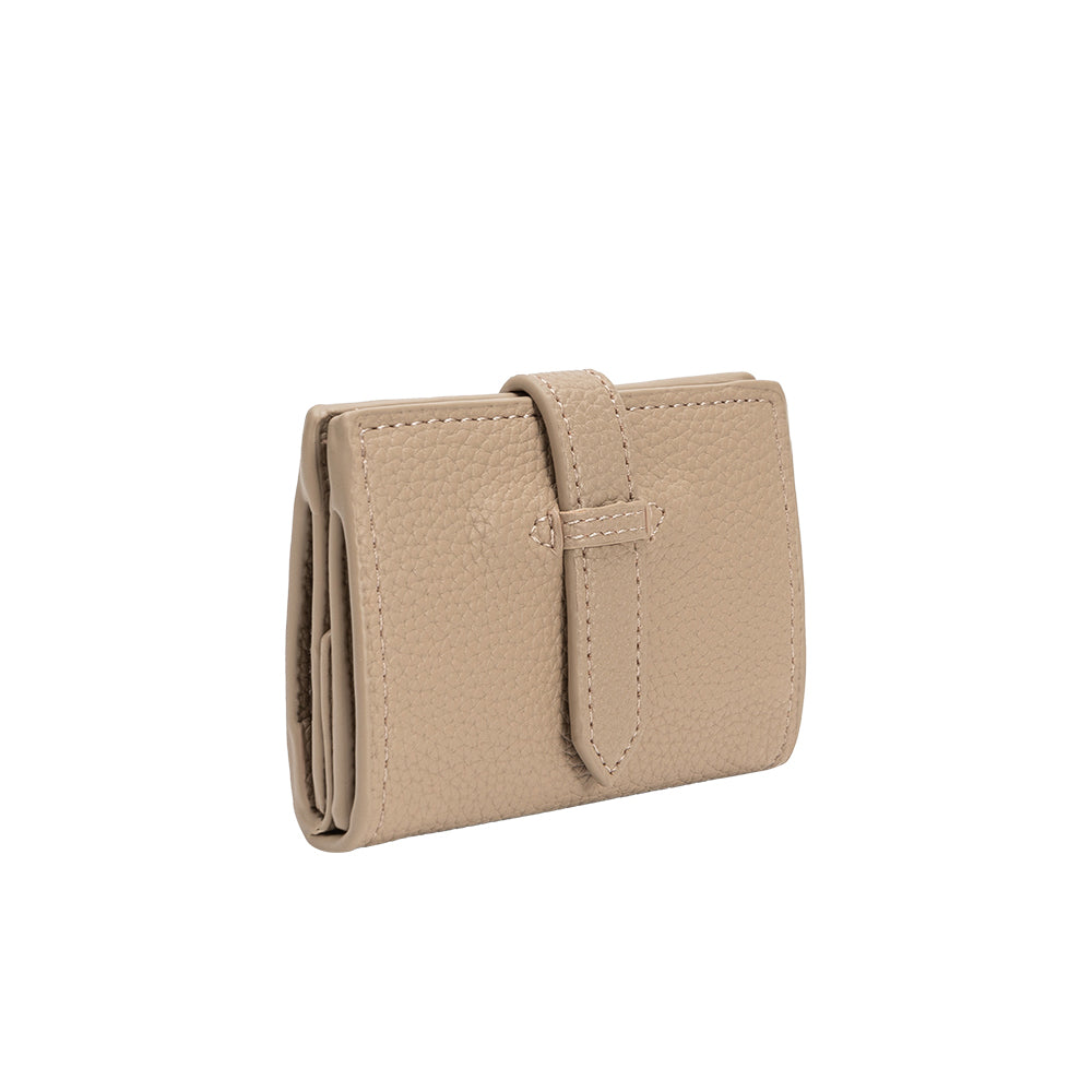 Taupe Pria Small Vegan Leather Wallet - Melie Bianco
