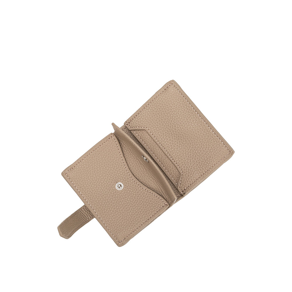 Taupe Pria Small Vegan Leather Wallet - Melie Bianco