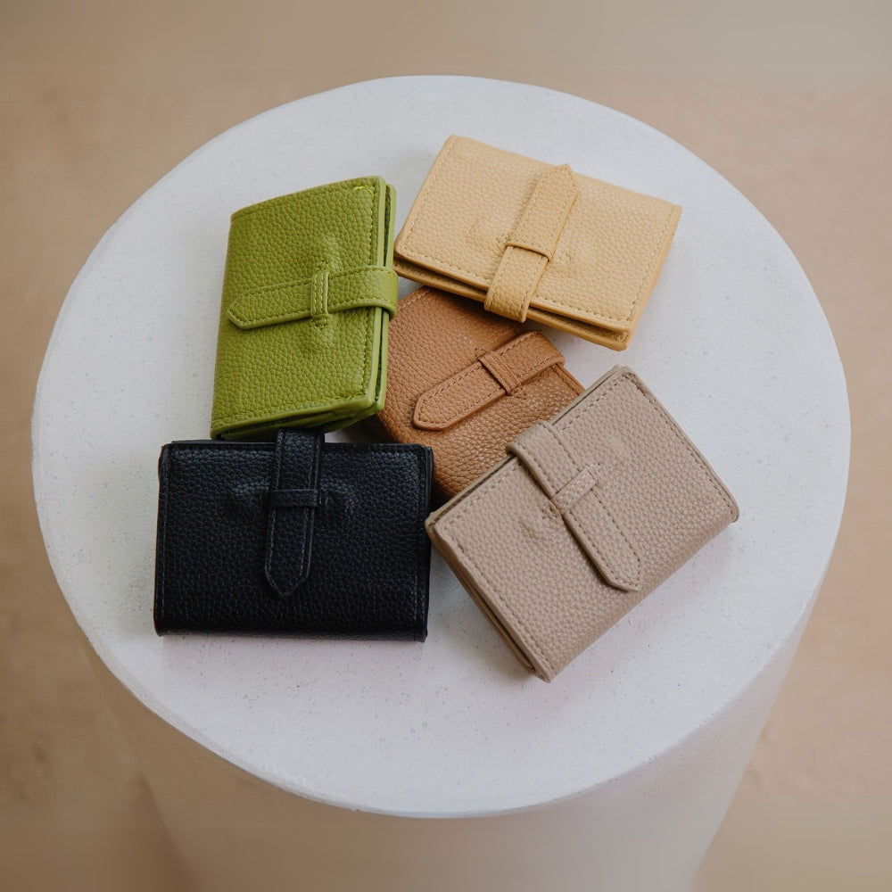 Taupe Pria Small Vegan Leather Wallet - Melie Bianco