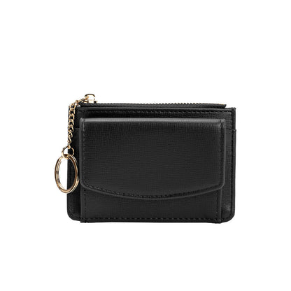 Black Kara Small Vegan Leather Card Case Wallet - Melie Bianco