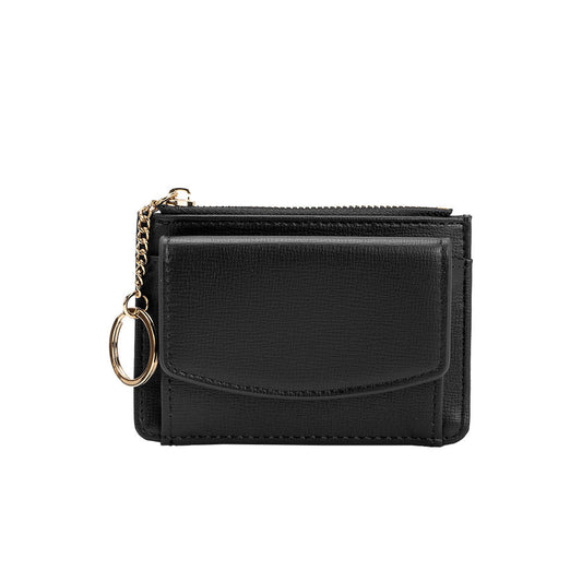 Black Kara Small Vegan Leather Card Case Wallet - Melie Bianco