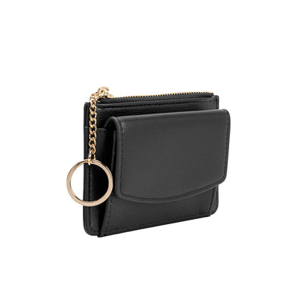 Black Kara Small Vegan Leather Card Case Wallet - Melie Bianco