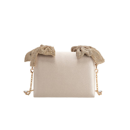 Yuri Champagne Rhinestone Bows Crossbody Bag - Melie Bianco