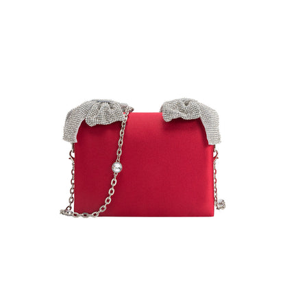 Yuri Red Rhinestone Bows Crossbody Bag - Melie Bianco