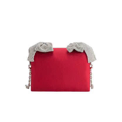 Yuri Red Rhinestone Bows Crossbody Bag - Melie Bianco