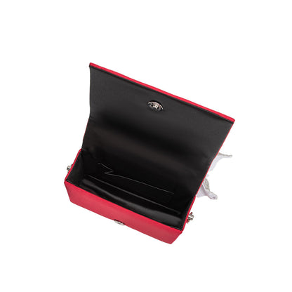 Yuri Red Rhinestone Bows Crossbody Bag - Melie Bianco