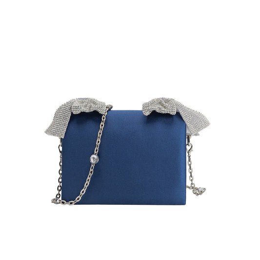Yuri Sapphire Rhinestone Bows Crossbody Bag - Melie Bianco