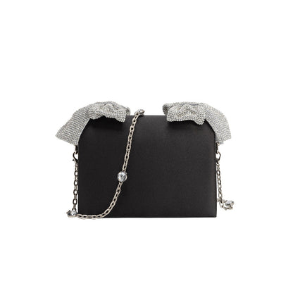 Yuri Black Rhinestone Bows Crossbody Bag - Melie Bianco