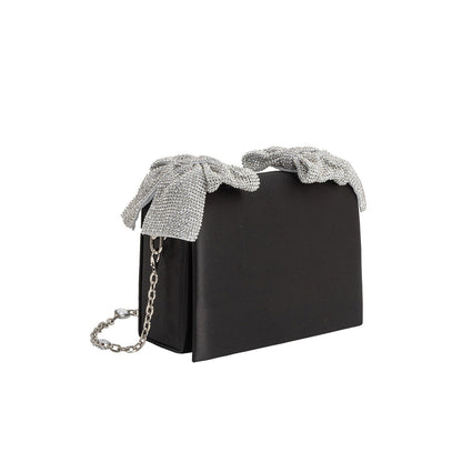 Yuri Black Rhinestone Bows Crossbody Bag - Melie Bianco