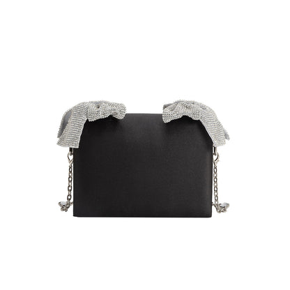 Yuri Black Rhinestone Bows Crossbody Bag - Melie Bianco