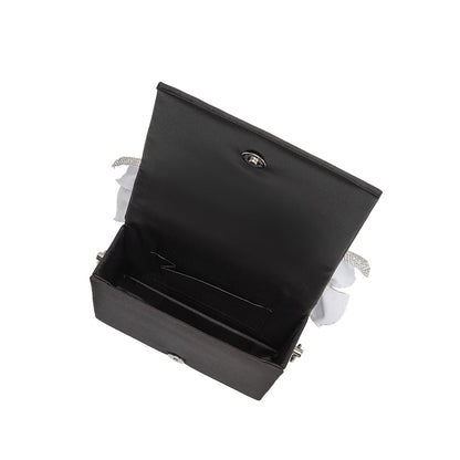 Yuri Black Rhinestone Bows Crossbody Bag - Melie Bianco