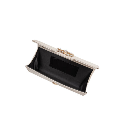 Elodie Champagne Satin Crossbody Bag - Melie Bianco