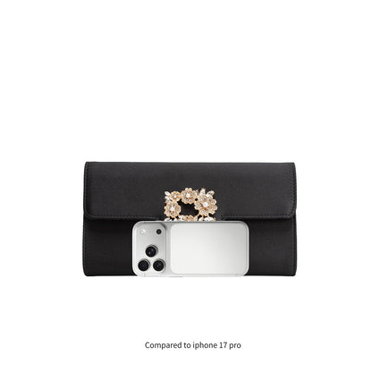 Elodie Champagne Satin Crossbody Bag - Melie Bianco