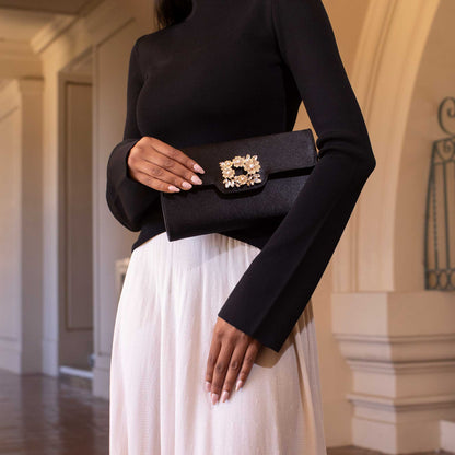 Elodie Champagne Satin Crossbody Bag - Melie Bianco
