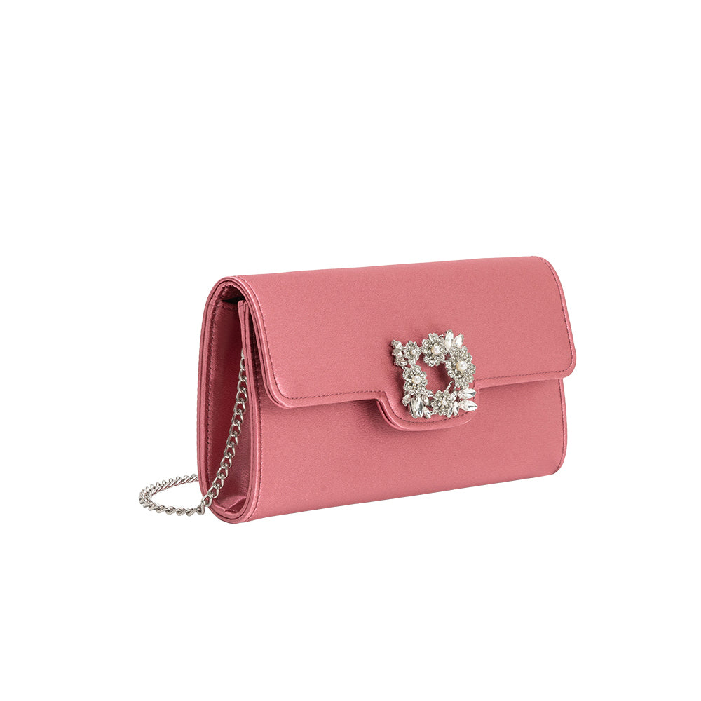 Rose Elodie Satin Crossbody Bag - Melie Bianco