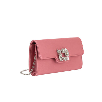 Rose Elodie Satin Crossbody Bag - Melie Bianco