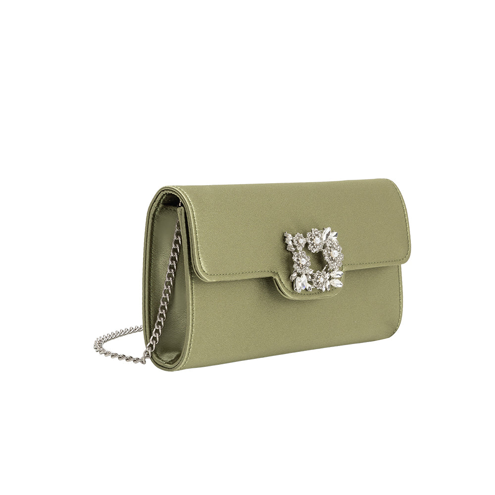 Elodie Green Satin Crossbody Bag - Melie Bianco