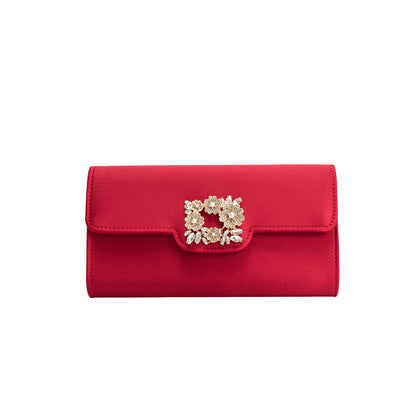 Red Elodie Satin Crossbody Bag - Melie Bianco