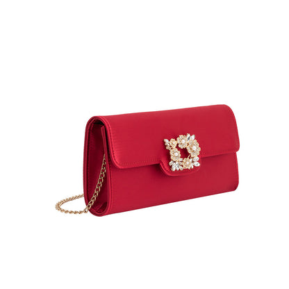 Red Elodie Satin Crossbody Bag - Melie Bianco