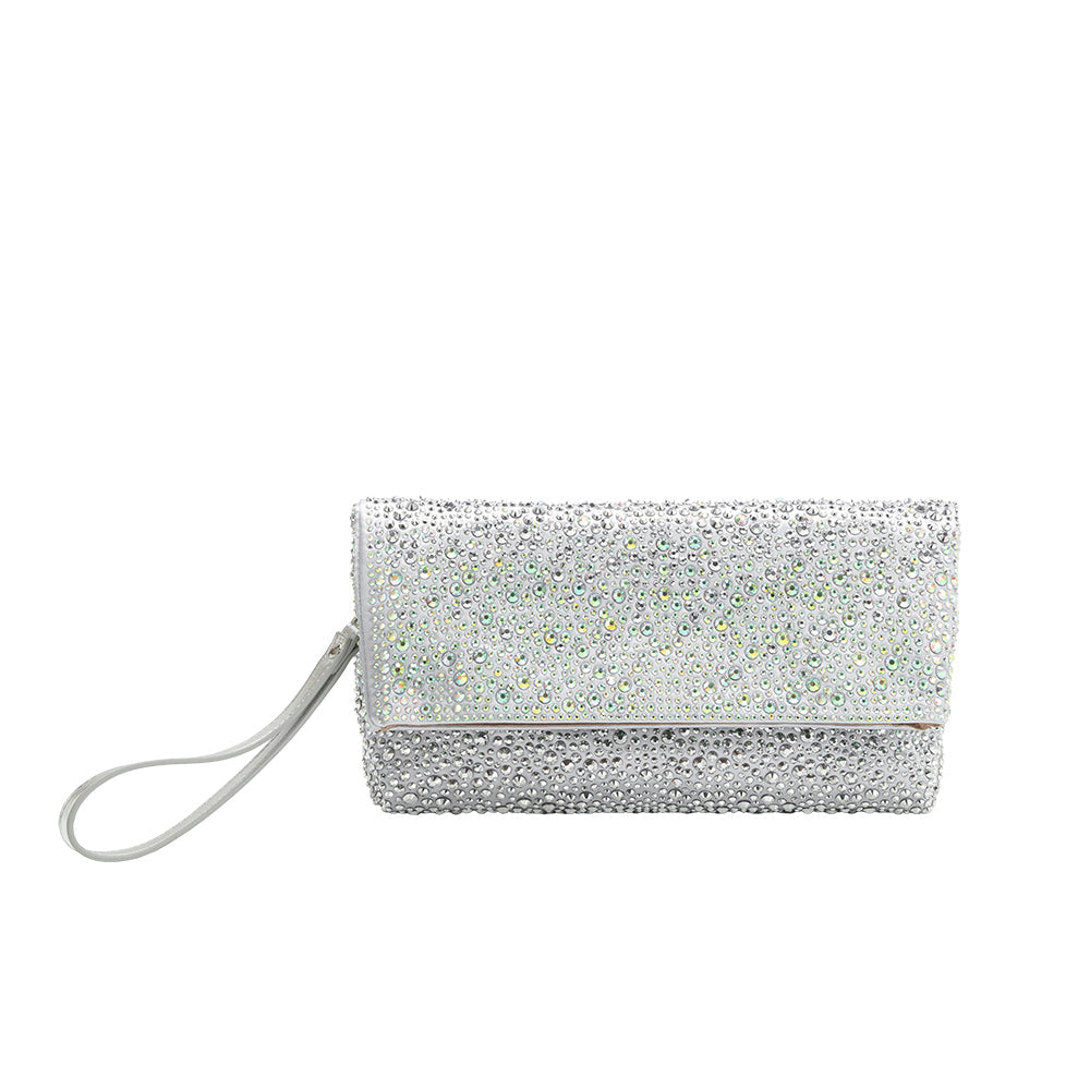 Silver Fayth Rhinestone Wristlet - Melie Bianco