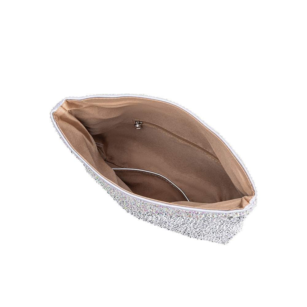 Silver Fayth Rhinestone Wristlet - Melie Bianco