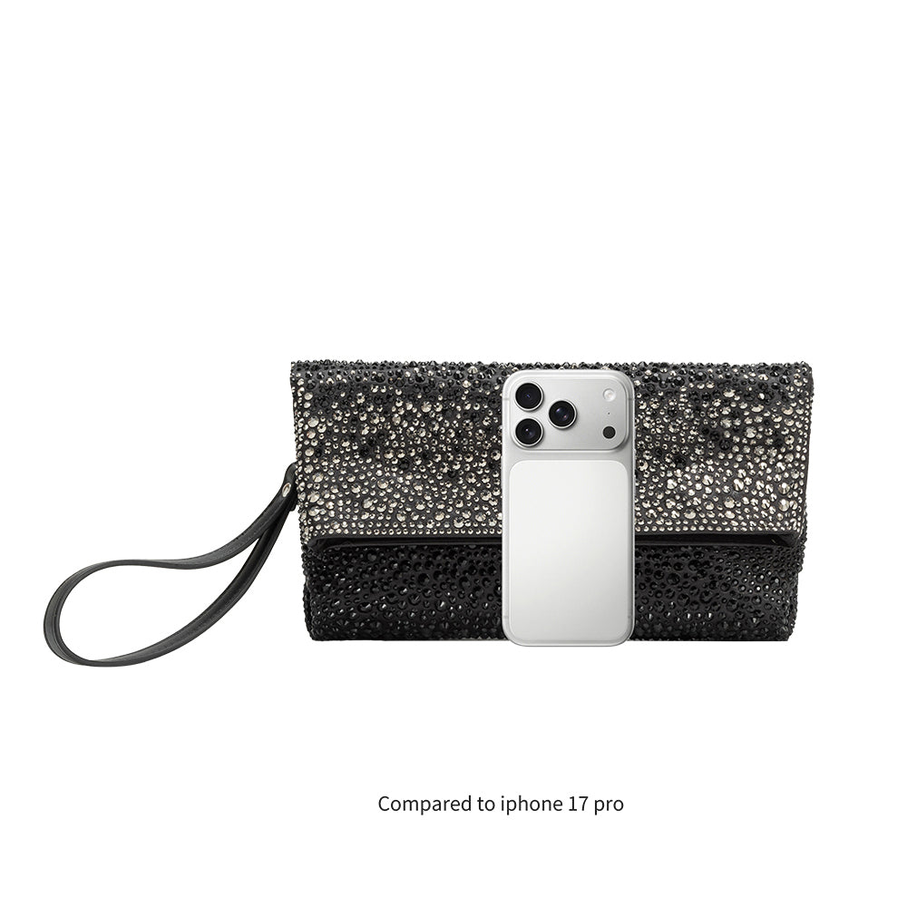 Black Fayth Rhinestone Wristlet - Melie Bianco