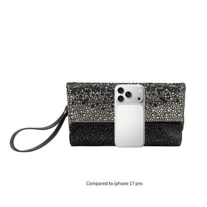 Black Fayth Rhinestone Wristlet - Melie Bianco