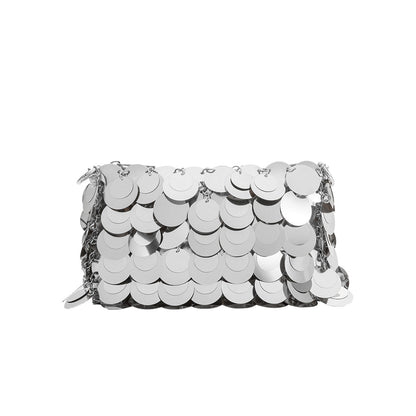 Silver Gillie Sequins Vegan Leather Crossbody Bag - Melie Bianco