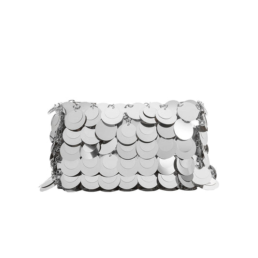 Silver Gillie Sequins Vegan Leather Crossbody Bag - Melie Bianco