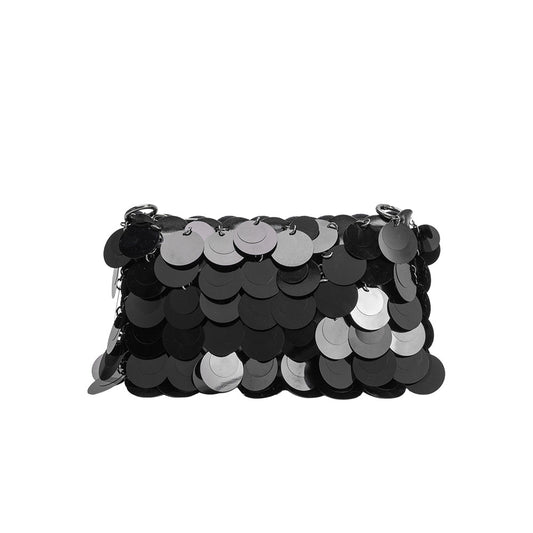 Black Gillie Sequins Vegan Leather Crossbody Bag - Melie Bianco