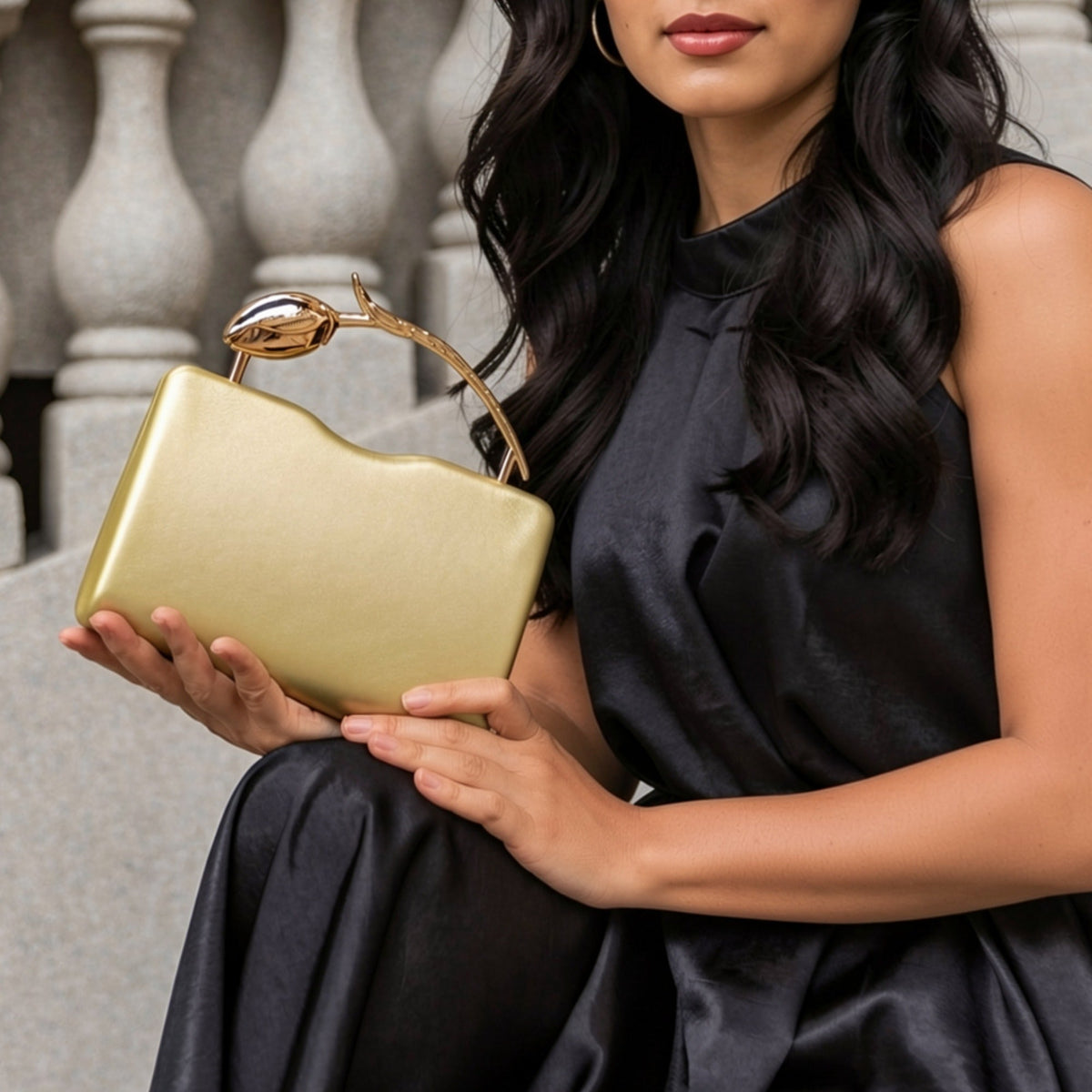Gold Belle Vegan Leather Crossbody Bag - Melie Bianco